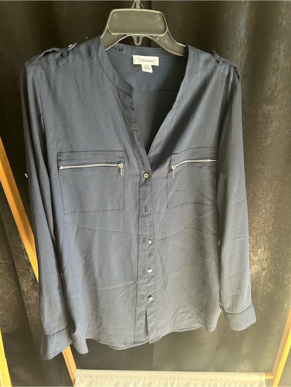 Calvin Klein Navy Lightweight Zip-Pocket Shirt Jacket